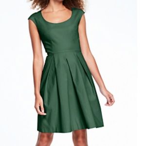 COPY - Lands End Cap Sleeve Pleat Front Dress